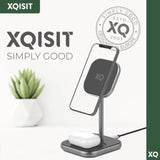 XQISIT Charging Station 2-in-1 Magnetic Charging Station for Wireless Charging, Magsafe Compatible for Many iPhone, Samsung, Google Pixel and Huawei Models, Aluminium, 20 Watt My Outlet Store Ltd.