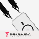 Tech21 EvoCrystal w/Crossbody for iPhone 16 Pro Compatible with MagSafe - Impact Protection Case 15x Military Standard Tested - With CrossBody Lanyard -in Black My Outlet Store Ltd.