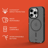 tech21 Evo Check Mobile Phone Case for iPhone 15 Pro, Compatible with MagSafe, Simple Phone Case, Biodegradable, Black, 12x Military Level Drop Protection: 4.9 m My Outlet Store Ltd.