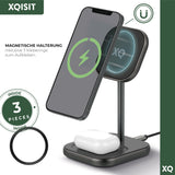 XQISIT Charging Station 2-in-1 Magnetic Charging Station for Wireless Charging, Magsafe Compatible for Many iPhone, Samsung, Google Pixel and Huawei Models, Aluminium, 20 Watt My Outlet Store Ltd.