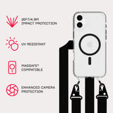 Tech21 EvoCrystal w/Crossbody for iPhone 16 Pro Compatible with MagSafe - Impact Protection Case 15x Military Standard Tested - With CrossBody Lanyard -in Black My Outlet Store Ltd.