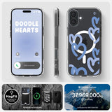 Spigen Ultra Hybrid MagFit Case for iPhone 16, Compatible with MagSafe Accessories - Hearts Denim My Outlet Store Ltd.