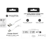 ZAGG mophie Charge Stream USB-A to USB-C Fast Charger and Data Transfer Cable, Enduraflex Silicone, Long-Lasting, Heavy-Duty, 15W, 1m, White My Outlet Store Ltd.