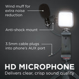 XQISIT Vlogging Kit, Smartphone Tripod Microphone, LED Light, 800 Hr Battery Life, Adjustable Mini Tripod for Social Media Photography, Youtube Video, Streaming and More My Outlet Store Ltd.