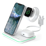 CANYON 3 in 1 Wireless Charging Station Apple Phone Watch and Airpods Charger Compatible with Apple Watch Airpods iPhone Wireless Charger for Qi Devices Adapter 18W Touch Control Backlight White My Outlet Store Ltd.