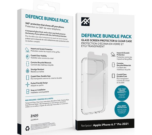 Zagg iPhone 13 Pro Case & Glass Screen Protector Full Body Protection My Outlet Store
