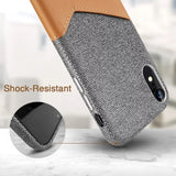 ESR iPhone XR Premium Card Slot Fabric PU Leather Slim Case Cover Grey/Brown My Outlet Store