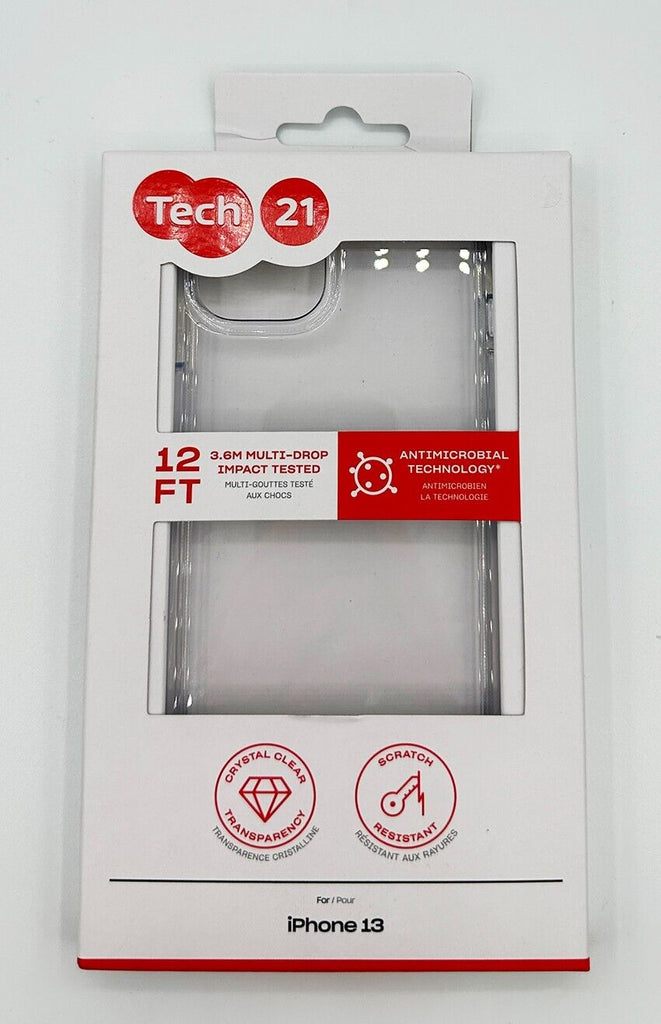 tech21 iPhone 13 Drop Protection Antimicrobial Crystal Clear Back Case My Outlet Store