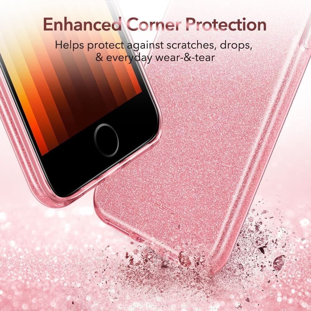 ESR iPhone SE 2022/2020/8/7 Makeup Glittery Sparkle Slim Back Case Rose Gold My Outlet Store