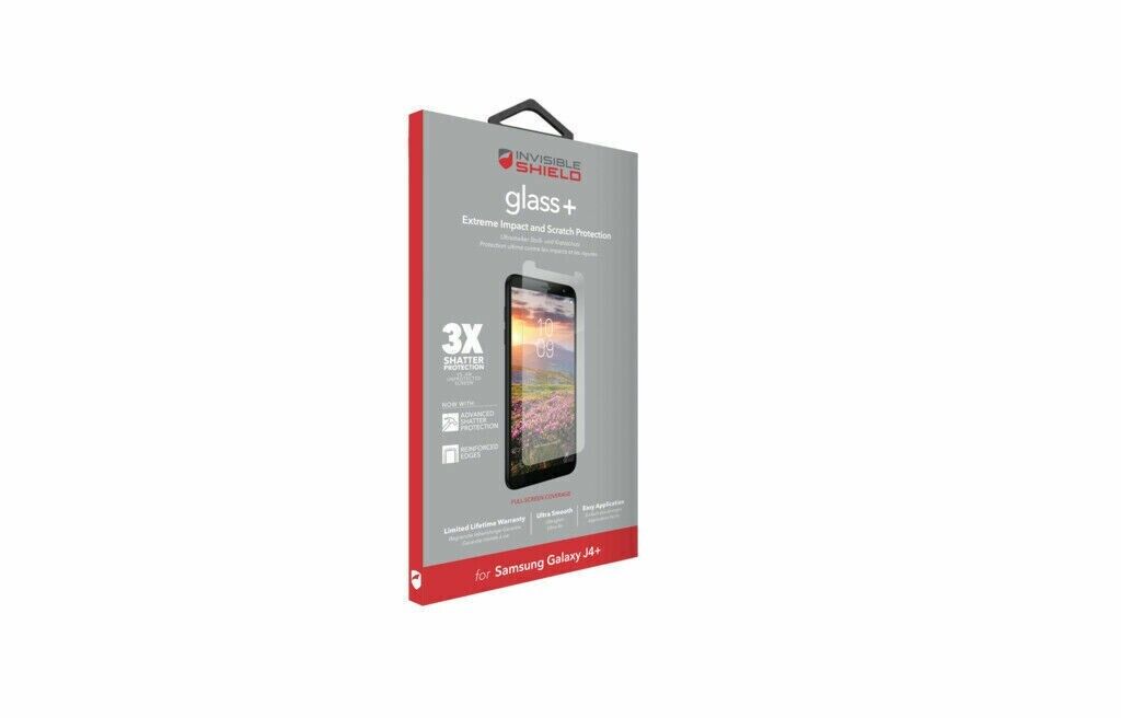 Zagg Galaxy J4+ InvisibleShield Glass+ Tempered Glass Screen Protector My Outlet Store