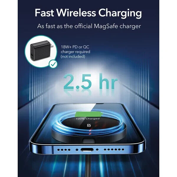 ESR HaloLock Kickstand Wireless Charger iPhone MagSafe Compatible - Black My Outlet Store