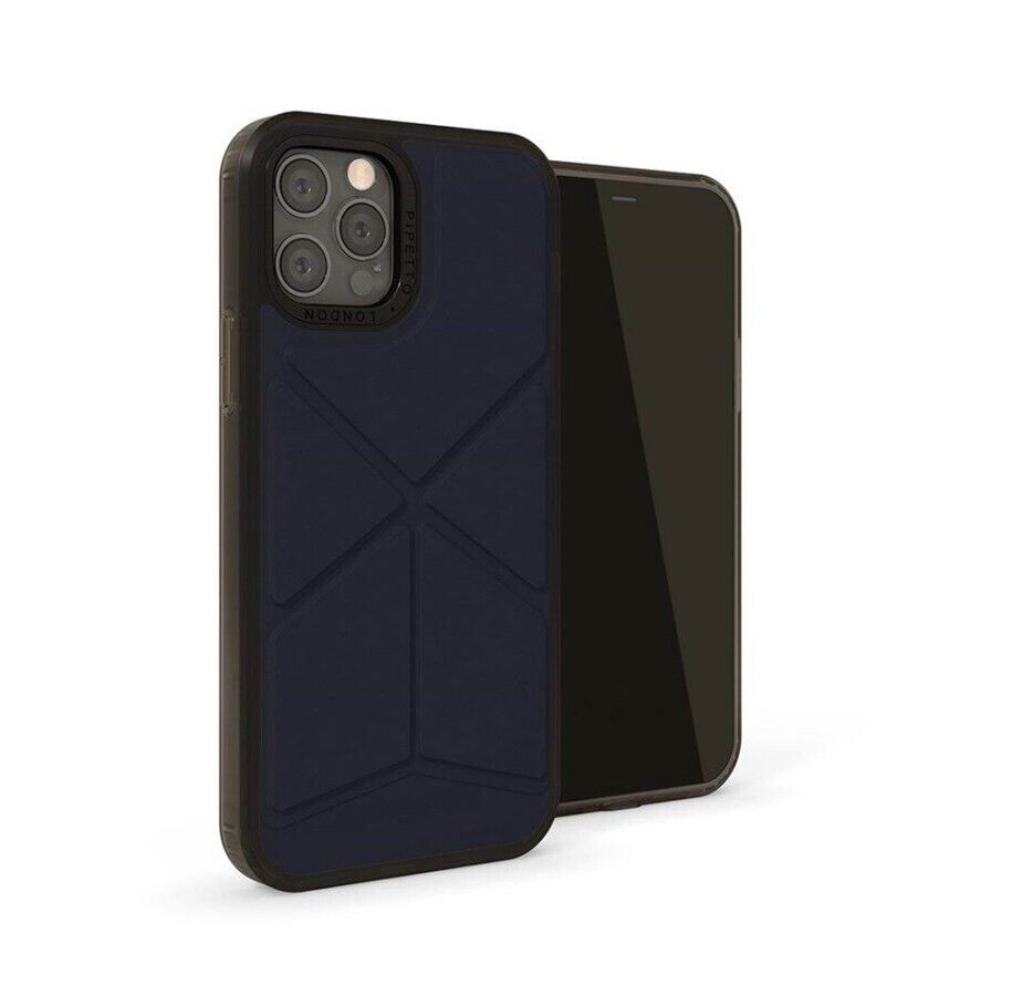 Pipetto iPhone 12 Pro Max Origami Snap Back Stand Case Dark Blue My Outlet Store