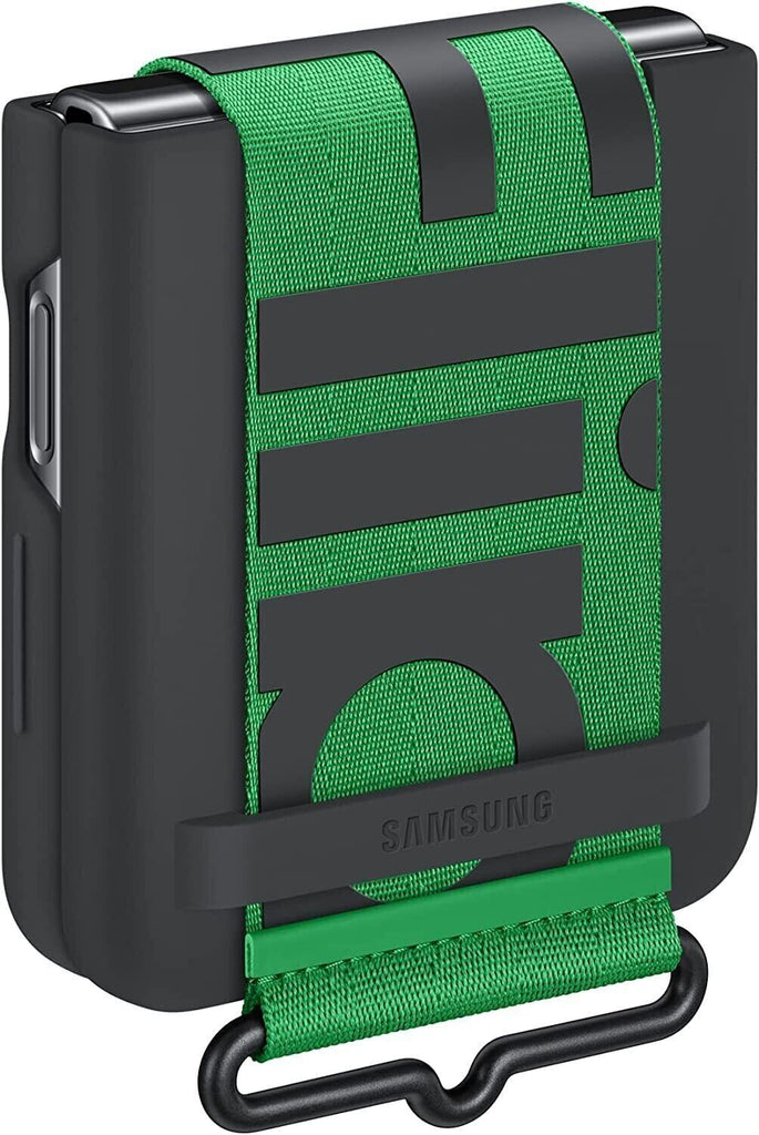 Samsung Silicone Cover with Strap for Galaxy Z Flip4 - Black/Green My Outlet Store