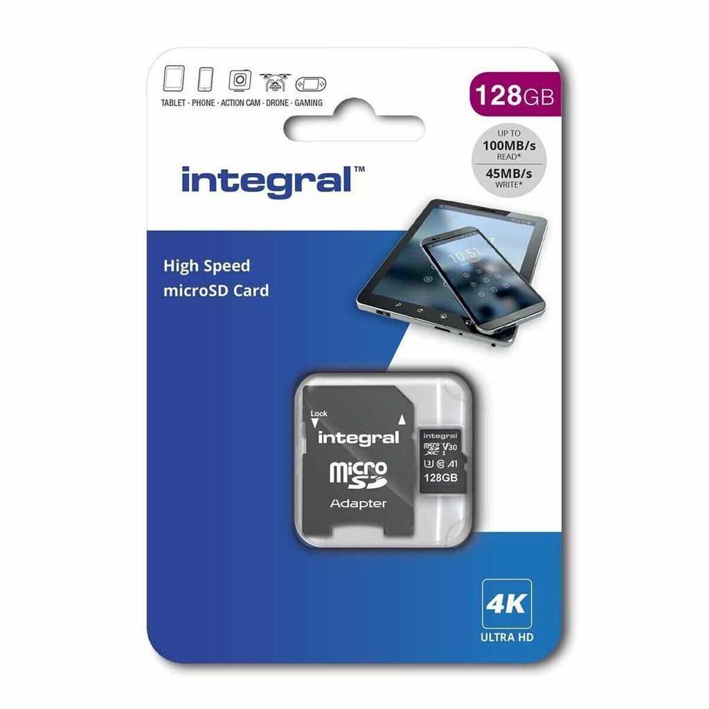 Integral 128GB UHS-1 U3 CL10 V30 100MB/s 4K Video MicroSDXC Memory Card My Outlet Store