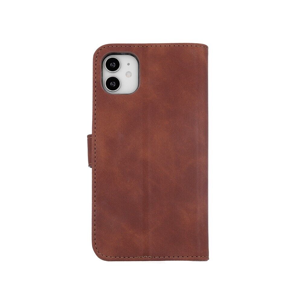 Smart Velvet Magnetic Card Slot Folio Wallet Case for iPhone 14 Pro Brown My Outlet Store
