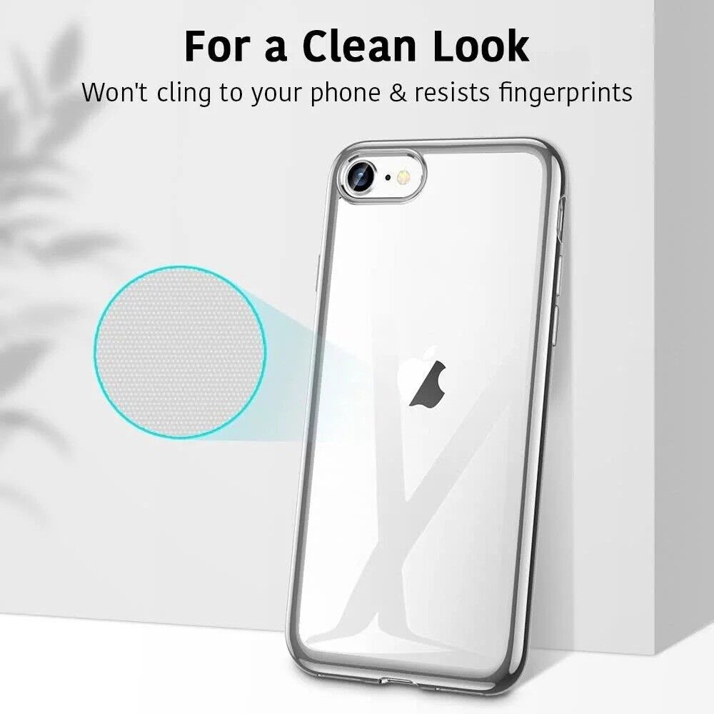 ESR iPhone 2022/2020/8/7 Slim Thin Light Clear Phone Back Case - Silver My Outlet Store