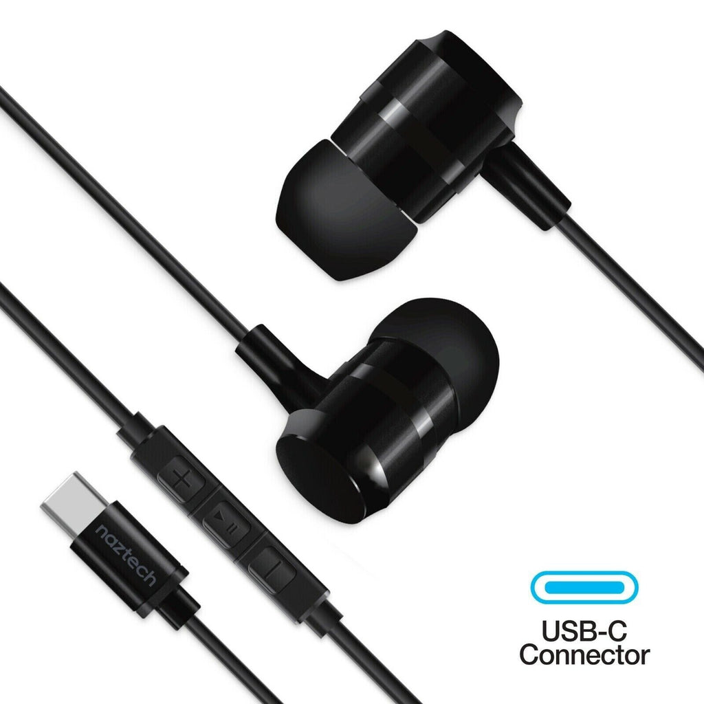 Naztech Platinum High Fidelity USB-C Wired Aluminium Earbuds - Black My Outlet Store