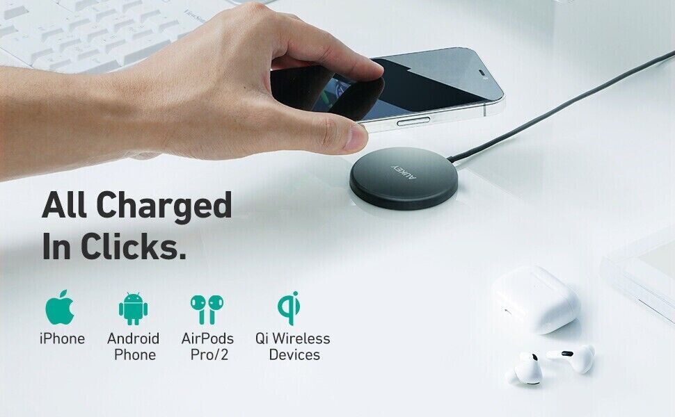 AUKEY LC-A1 Aircore 15W Magnetic Wireless Charger - Black My Outlet Store