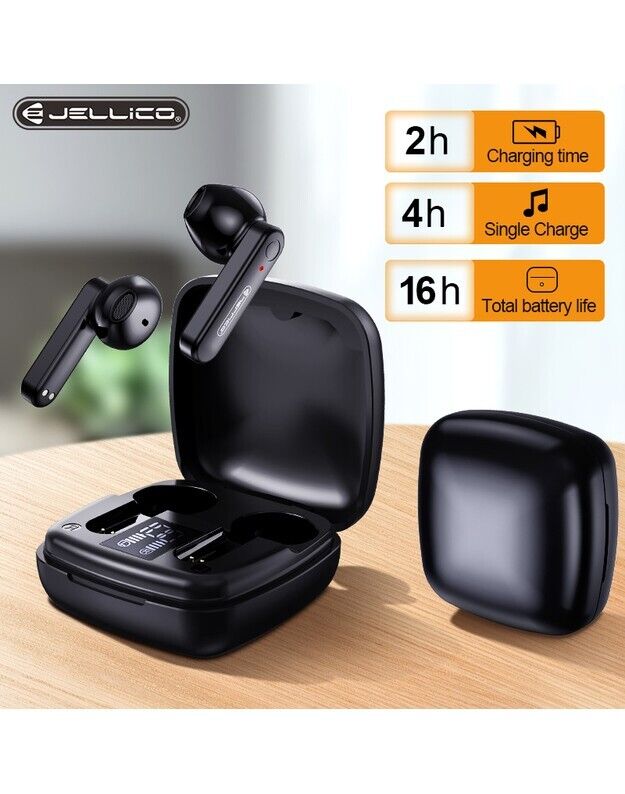Jellico TWS9 Bluetooth V5.0 Wireless Headset IPX5/Smart Touch/Magnetic Black My Outlet Store
