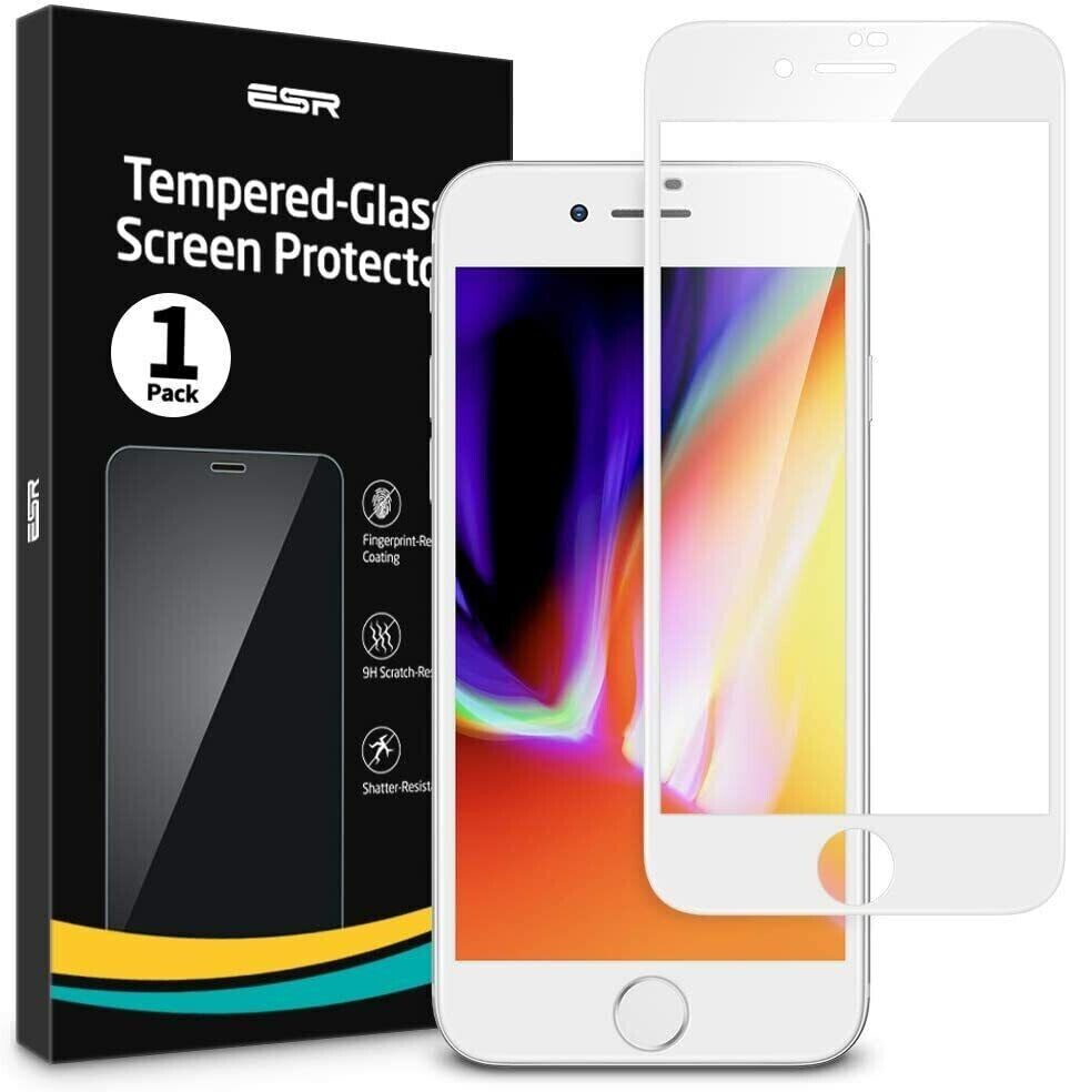 ESR 3D Full Coverage Tempered Glass Screen Protector  iPhone SE 2022/2020 White My Outlet Store