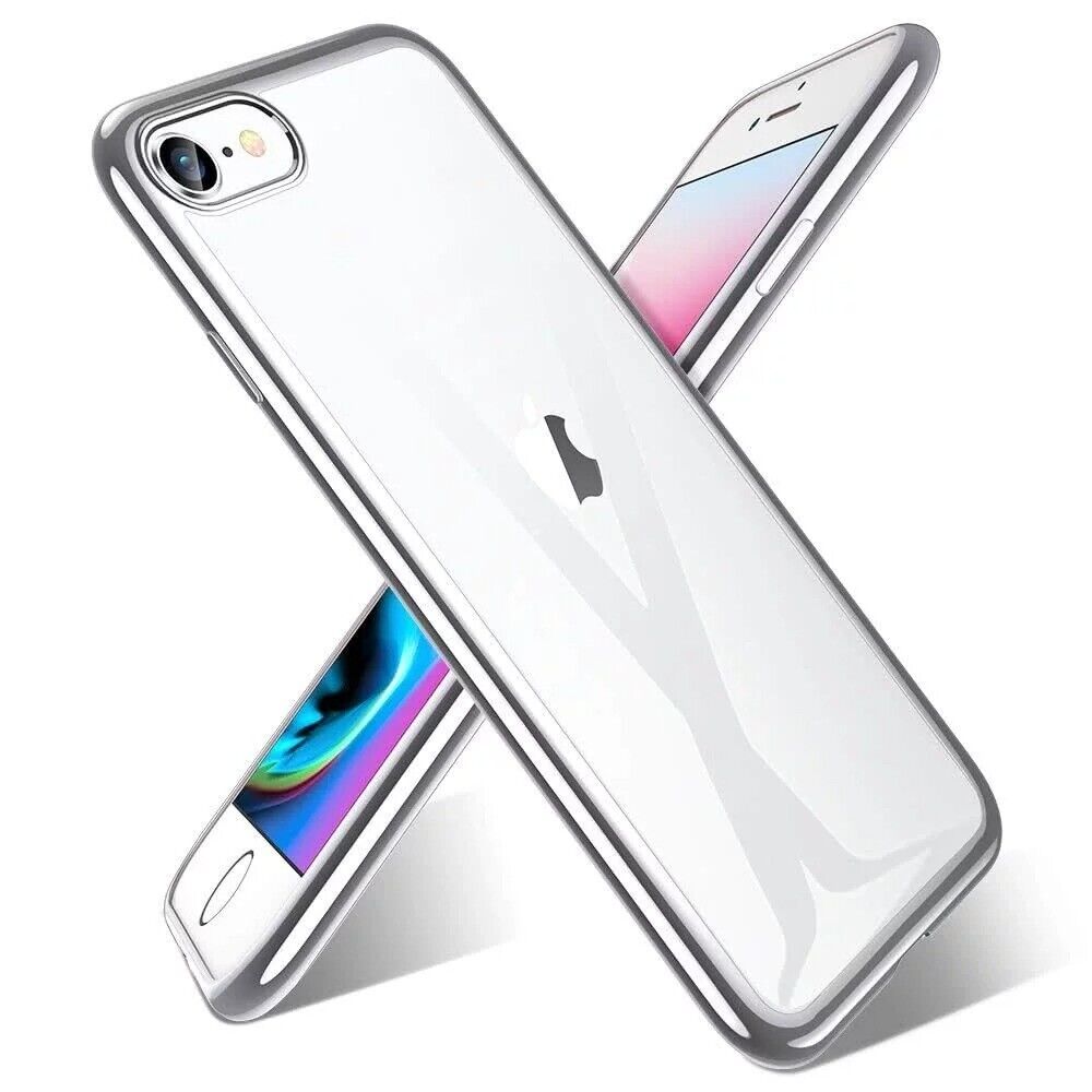 ESR iPhone 2022/2020/8/7 Slim Thin Light Clear Phone Back Case - Silver My Outlet Store