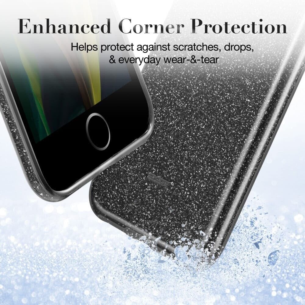 ESR iPhone SE 2022/2020/8/7 Makeup Glittery Sparkle Slim Back Case Cover Black My Outlet Store