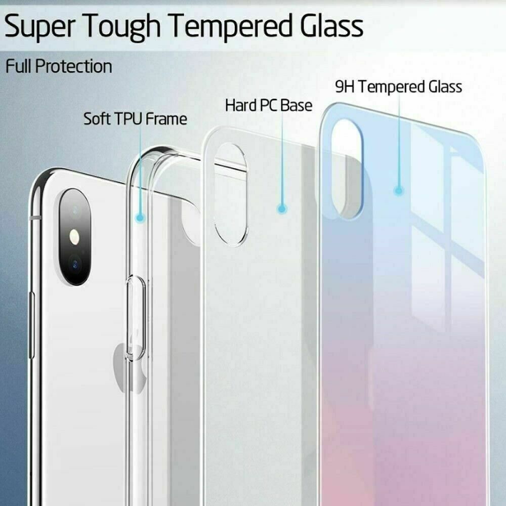ESR iPhone XR Mimic Stylish Tempered Glass Case Purple/Blue 9H Back Cover Case My Outlet Store