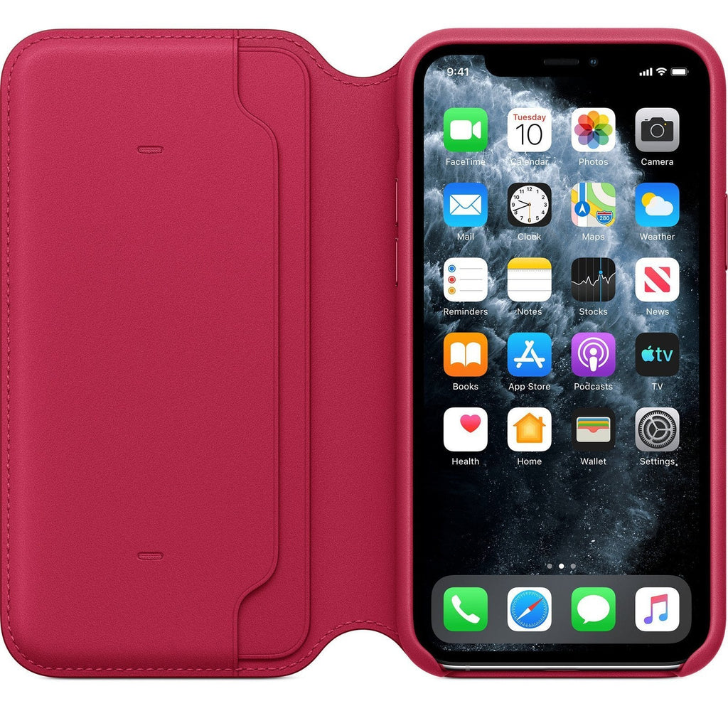 Apple iPhone 11 Pro Leather Folio Phone Case Cover Sea Blue/Raspberry My Outlet Store
