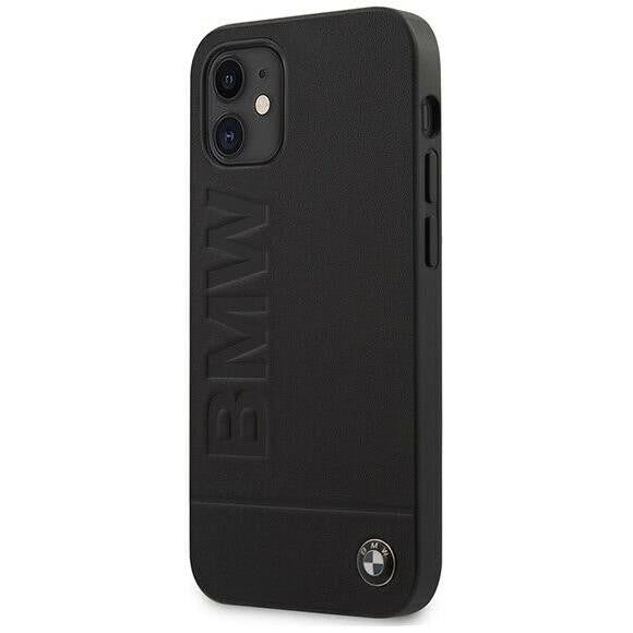 BMW Signature Debossed Logo Impact Real Leather Case Cover for iPhone 12 Mini My Outlet Store