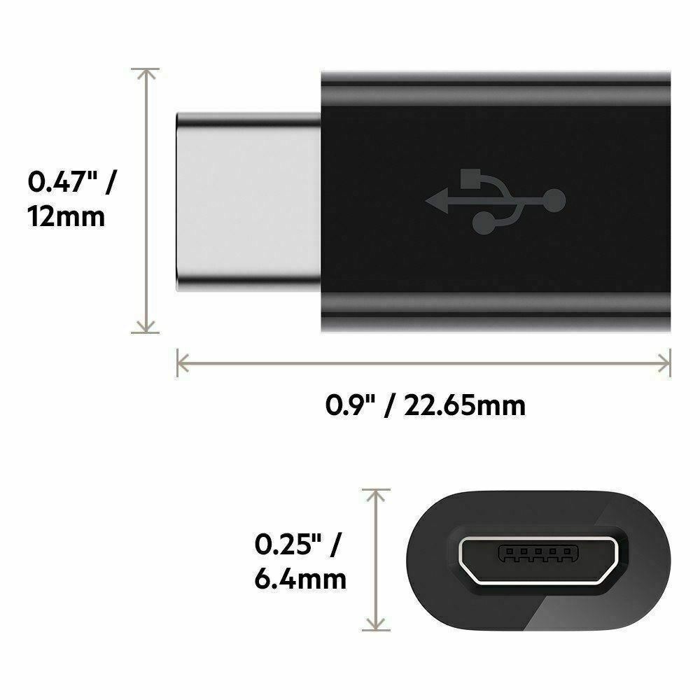 Belkin Ultra Slim Micro-USB Female to USB-C Male Adapter USB-IF Certified Black My Outlet Store
