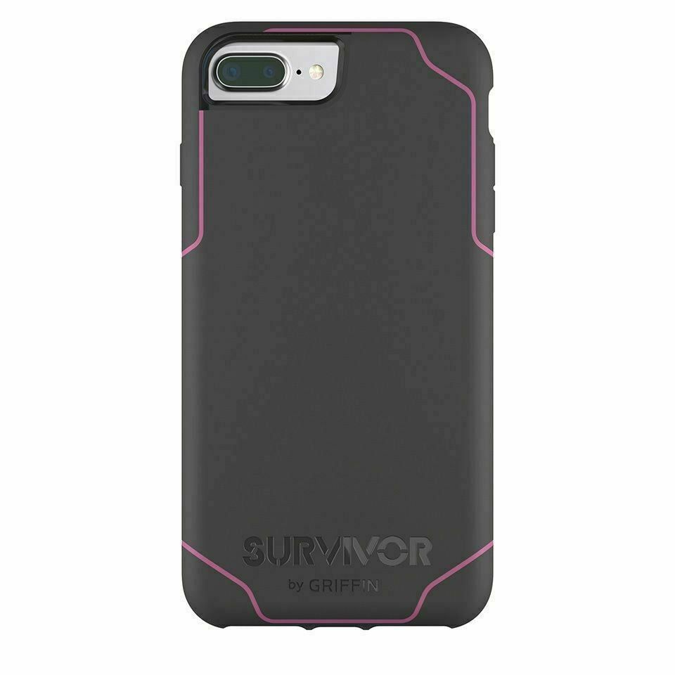 Griffin Survivor iPhone 7 Plus / 8 Plus Thin Extreme Rugged Case Cover Grey/Pink My Outlet Store