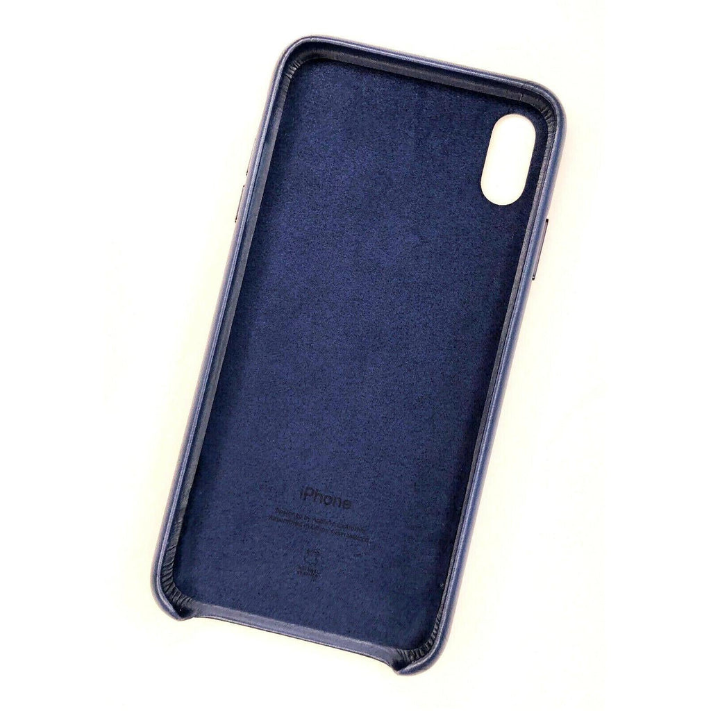 Official Genuine Apple iPhone XS Max Leather Rear Case Cover Midnight Blue/Taupe My Outlet Store