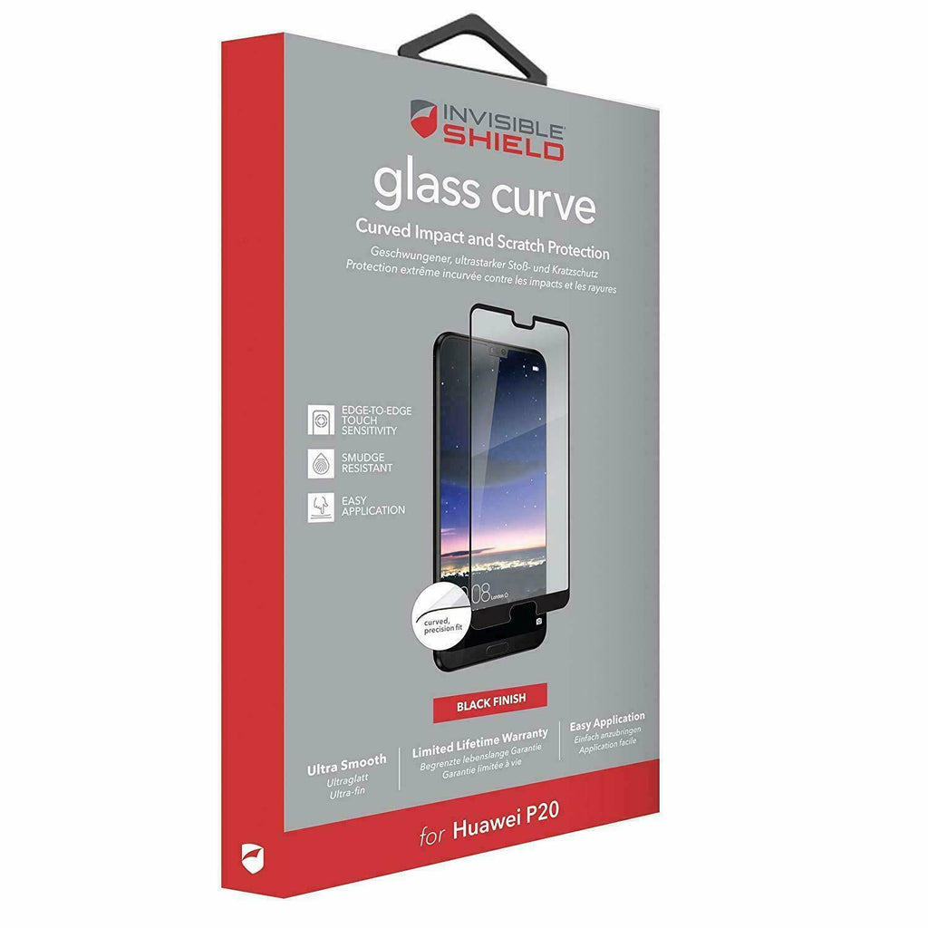 ZAGG Huawei P20 InvisibleShield Glass Curved Screen Protector Black Trim My Outlet Store