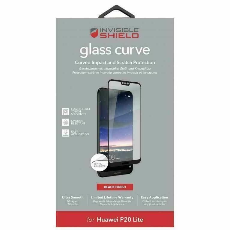 ZAGG Huawei P20 Lite InvisibleShield Glass Curved Screen Protector Black Trim My Outlet Store